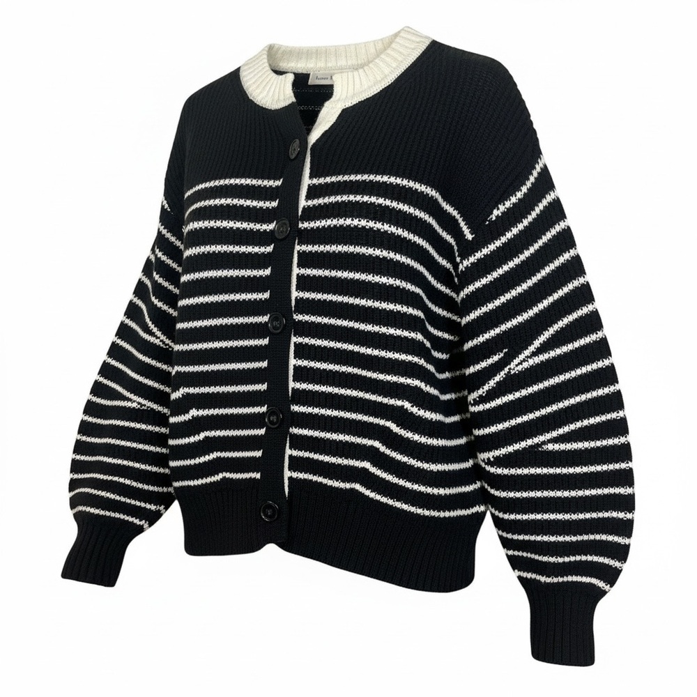 Aaron and Amber Thick Black and White Striped Cardigan Women’s Small NWT - Picture 5 of 5